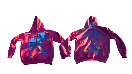 Pink Storm Survivors hoodie by IBeOrigin with blue lightning and green leaf designs on the Front and back